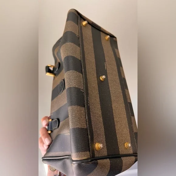 Fendi Black and Tan Striped Satchel - Picture 7 of 15